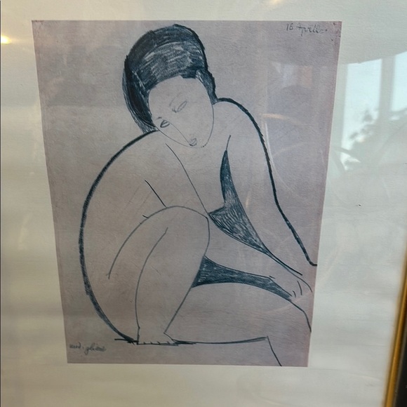 Seated Nude Drawing- - Framed 22” x 18” - Amedeo Modigliani - Picture 1 of 1